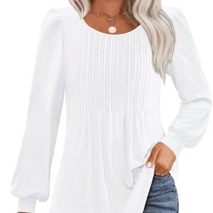 [🟡 Bundle 10 items for $25] 
Elegant White Puff Sleeve Blouse